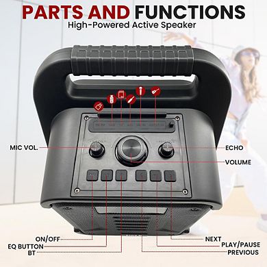 Pyle 8" 360W Portable Bluetooth PA Speaker System with LED Lights
