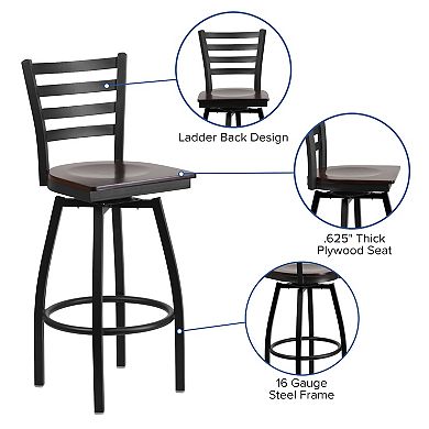Flash Furniture Ladder Back Swivel Metal Barstool