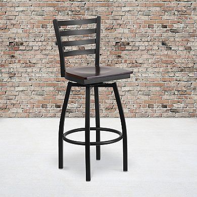 Flash Furniture Ladder Back Swivel Metal Barstool
