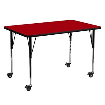 Flash Furniture Mobile 30"W x 60"L Rectangular Thermal Laminate Adjustable Activity Table