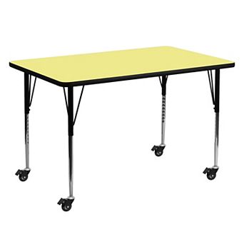 Flash Furniture Mobile 30"W x 60"L Rectangular Thermal Laminate Adjustable Activity Table