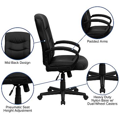Flash Furniture Mid-Back LeatherSoft Office Chair with Three Line Horizontal Stitch Back