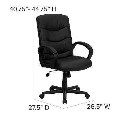 Flash Furniture Mid-Back LeatherSoft Office Chair with Three Line Horizontal Stitch Back