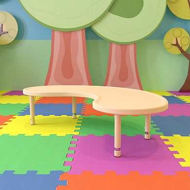 Flash Furniture 35"Wx65"L Half-Moon Plastic Adjustable Activity Table-School Table for 8