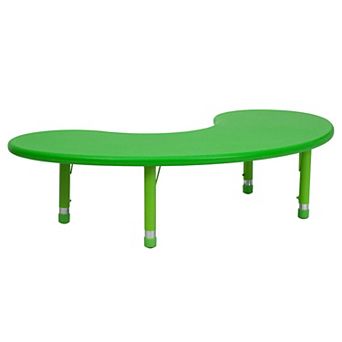 Flash Furniture 35"Wx65"L Half-Moon Plastic Adjustable Activity Table-School Table for 8
