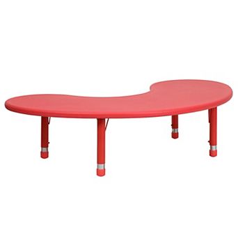 Flash Furniture 35"Wx65"L Half-Moon Plastic Adjustable Activity Table-School Table for 8