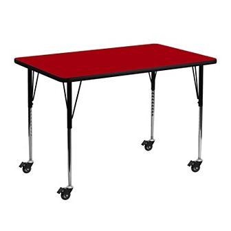 Flash Furniture Mobile 30''W x 48''L Thermal Laminate Activity Table - Adjustable Legs