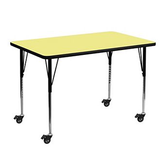 Flash Furniture Mobile 30''W x 48''L Thermal Laminate Activity Table - Adjustable Legs