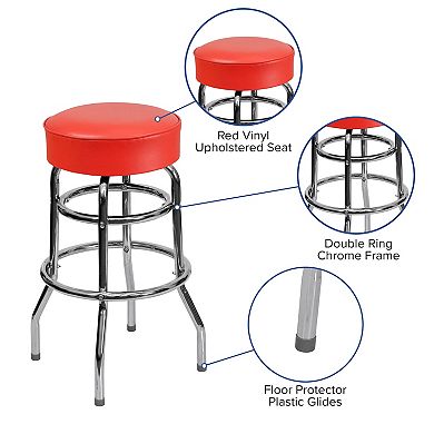 Flash Furniture Double Ring Chrome Barstool