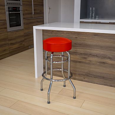 Flash Furniture Double Ring Chrome Barstool