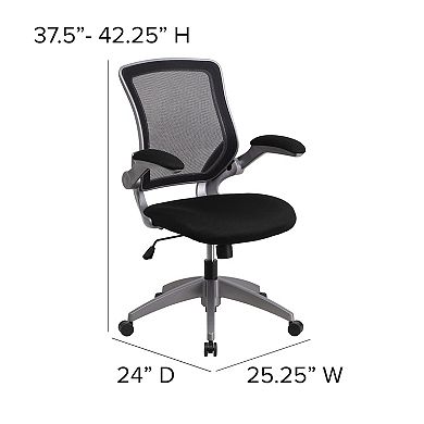 Flash Furniture Mid-Back Mesh Swivel Ergonomic Task Office Chair with Flip-Up Arms