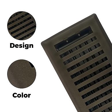 Sierra Grates Precision Flow Steel Floor Register - Contemporary Design, Premium Vent Covers 4" W