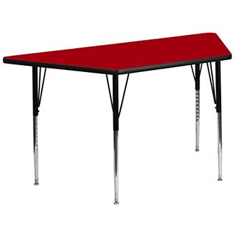 Flash Furniture 29''W x 57''L Trapezoid Thermal Laminate Activity Table - Adjustable Legs