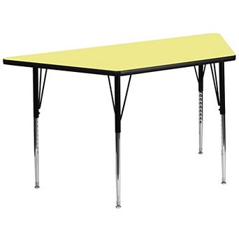 Flash Furniture 29''W x 57''L Trapezoid Thermal Laminate Activity Table - Adjustable Legs
