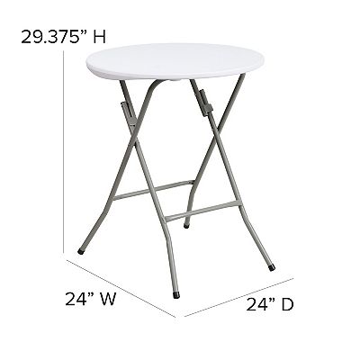 Flash Furniture 24" Round Granite White Plastic Folding Table - Hospitality Table