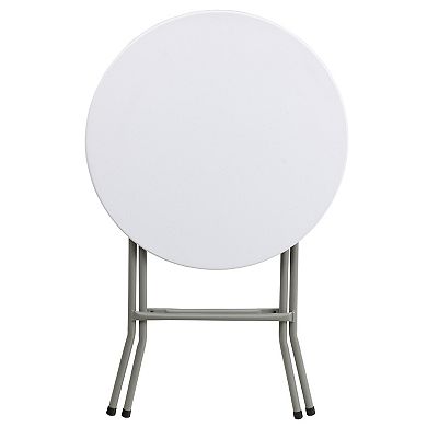 Flash Furniture 24" Round Granite White Plastic Folding Table - Hospitality Table
