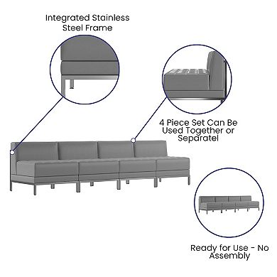 Flash Furniture 4 Piece LeatherSoft Modular Lounge Set with Taut Back and Seat