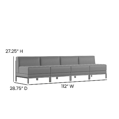 Flash Furniture 4 Piece LeatherSoft Modular Lounge Set with Taut Back and Seat
