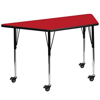 Flash Furniture Mobile 22.5''W x 45''L Trapezoid HP Laminate Activity Table - Adjustable Legs