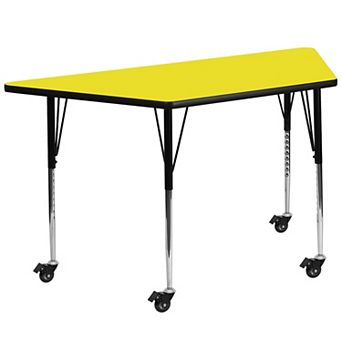 Flash Furniture Mobile 22.5''W x 45''L Trapezoid HP Laminate Activity Table - Adjustable Legs