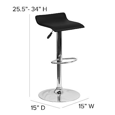 Flash Furniture Contemporary Vinyl Adjustable Height Barstool with Solid Wave Seat