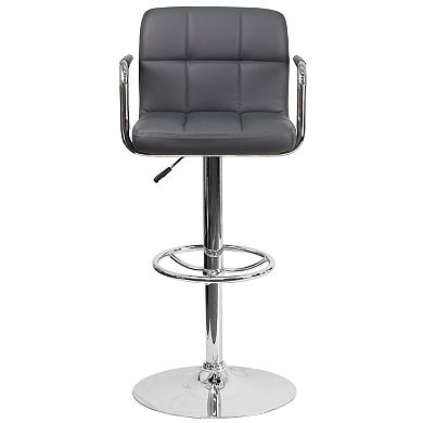 Flash Furniture Quilted Vinyl Adjustable Height Barstool with Arms and Chrome Base