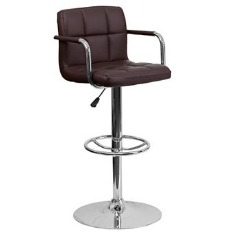 Flash Furniture Quilted Vinyl Adjustable Height Barstool with Arms and Chrome Base