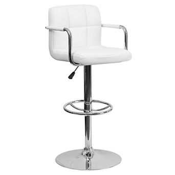 Flash Furniture Quilted Vinyl Adjustable Height Barstool with Arms and Chrome Base