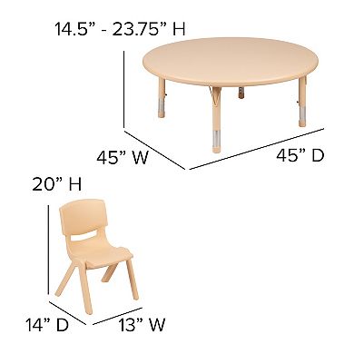 Flash Furniture 45" Round Plastic Height Adjustable Activity Table Set with 2 Chairs