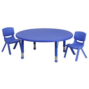 Flash Furniture 45" Round Plastic Height Adjustable Activity Table Set with 2 Chairs