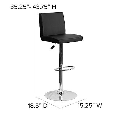 Flash Furniture Contemporary Vinyl Adjustable Height Barstool with Panel Back and Chrome Base