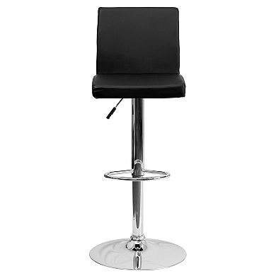 Flash Furniture Contemporary Vinyl Adjustable Height Barstool with Panel Back and Chrome Base