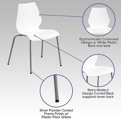 Flash Furniture HERCULES Series Stack Chair with Lumbar Support and Silver Frame