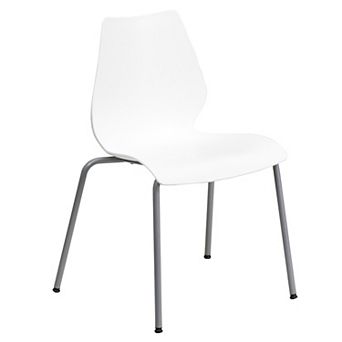 Flash Furniture HERCULES Series Stack Chair with Lumbar Support and Silver Frame