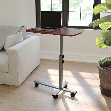 Flash Furniture Angle and Height Adjustable Mobile Laptop Computer Table with Cherry Top