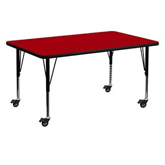 Flash Furniture Mobile 30"W x 60"L Rectangular Thermal Laminate Adjustable Activity Table