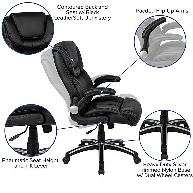 Flash Furniture High Back LeatherSoft Executive Swivel Chair with Double Layered Headrest
