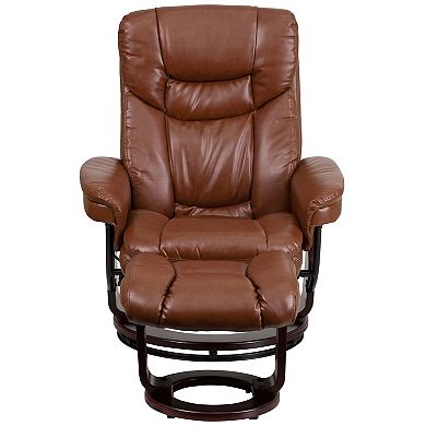 Flash Furniture Contemporary Multi-Position Recliner and Curved Ottoman with Swivel Base