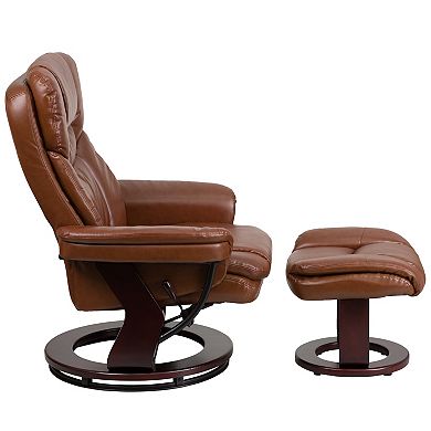 Flash Furniture Contemporary Multi-Position Recliner and Curved Ottoman with Swivel Base