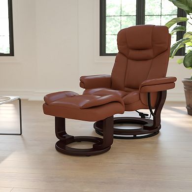 Flash Furniture Contemporary Multi-Position Recliner and Curved Ottoman with Swivel Base