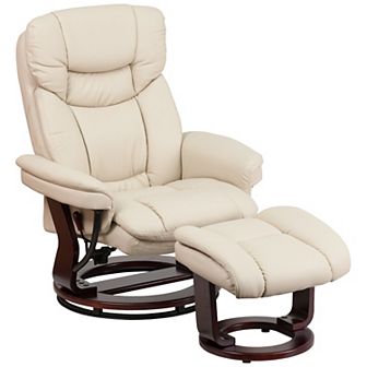 Flash Furniture Contemporary Multi-Position Recliner and Curved Ottoman with Swivel Base