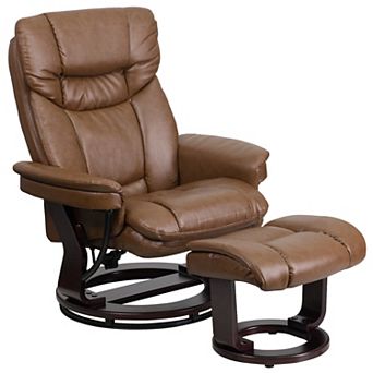 Flash Furniture Contemporary Multi-Position Recliner and Curved Ottoman with Swivel Base