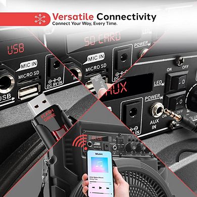 Pyle Portable PA Speaker System, Bluetooth Wireless Streaming, LED Party Lights