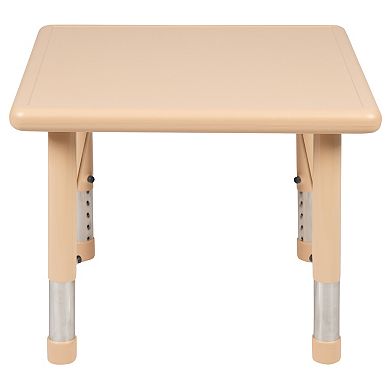 Flash Furniture 24" Square Plastic Height Adjustable Activity Table - School Table for 4