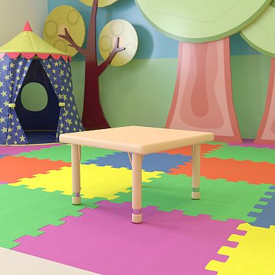 Flash Furniture 24" Square Plastic Height Adjustable Activity Table - School Table for 4