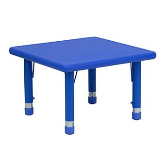 Flash Furniture 24" Square Plastic Height Adjustable Activity Table - School Table for 4