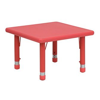 Flash Furniture 24" Square Plastic Height Adjustable Activity Table - School Table for 4