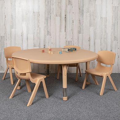 Flash Furniture 45" Round Plastic Height Adjustable Activity Table Set with 4 Chairs