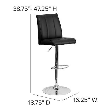 Flash Furniture Contemporary Button Tufted Vinyl Adjustable Height Barstool with Chrome Base