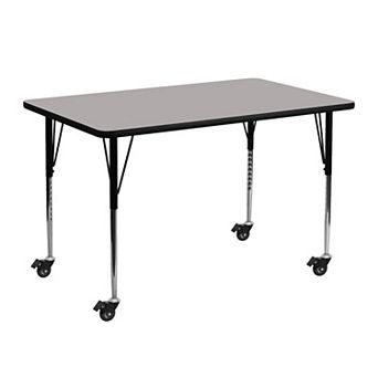 Flash Furniture Mobile 24''W x 48''L Rectangular HP Laminate Activity Table - Adjustable Legs